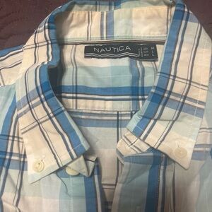 Nautica Men's Blue & White Plaid Casual / Dress Shirt ~ Sz M ~ Beautiful